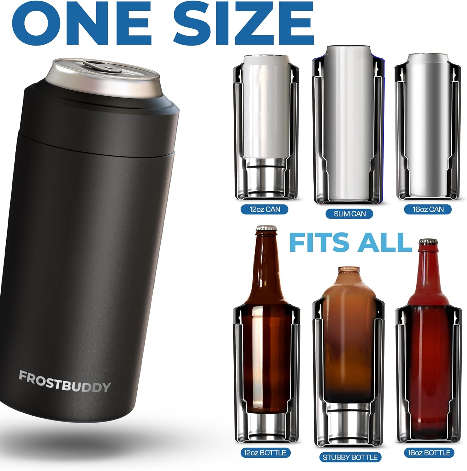 Detalle 2 de Frost Buddy Universal Can Cooler (Red) — 5 Sizes in One