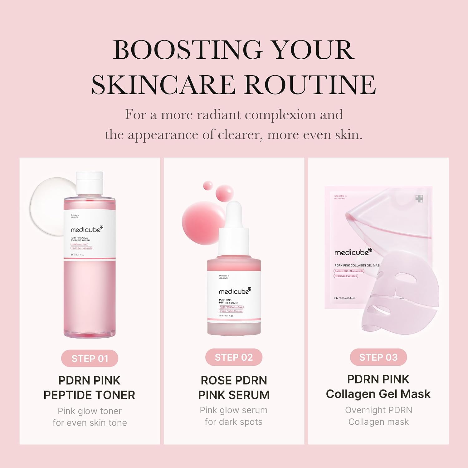 Detalle 2 de medicube Salmon DNA PDRN Pink Cica Soothing Toner (250 ml) – beruhigendes Tonikum für empfindliche Haut