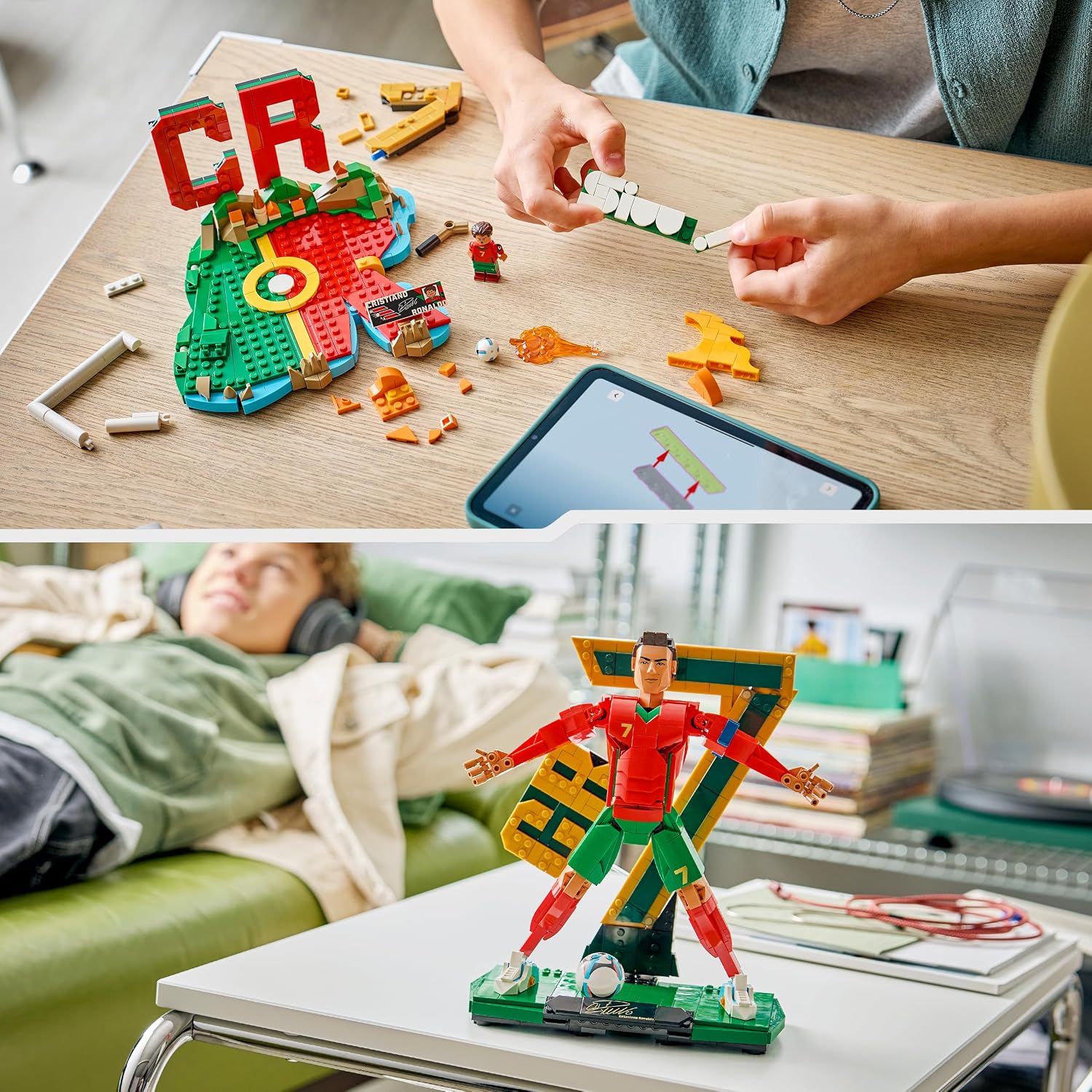 Detalle de LEGO Editions Cristiano Ronaldo: Leyenda del Fútbol – Maqueta 3D 2 en 1 (43016)