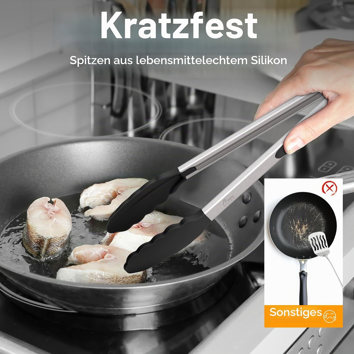 Thumbnail 2 de Hotec Premium-Küchenzange aus Edelstahl mit Verriegelung, Silikonspitze – 2er-Set (22,9 cm & 30,5 cm)