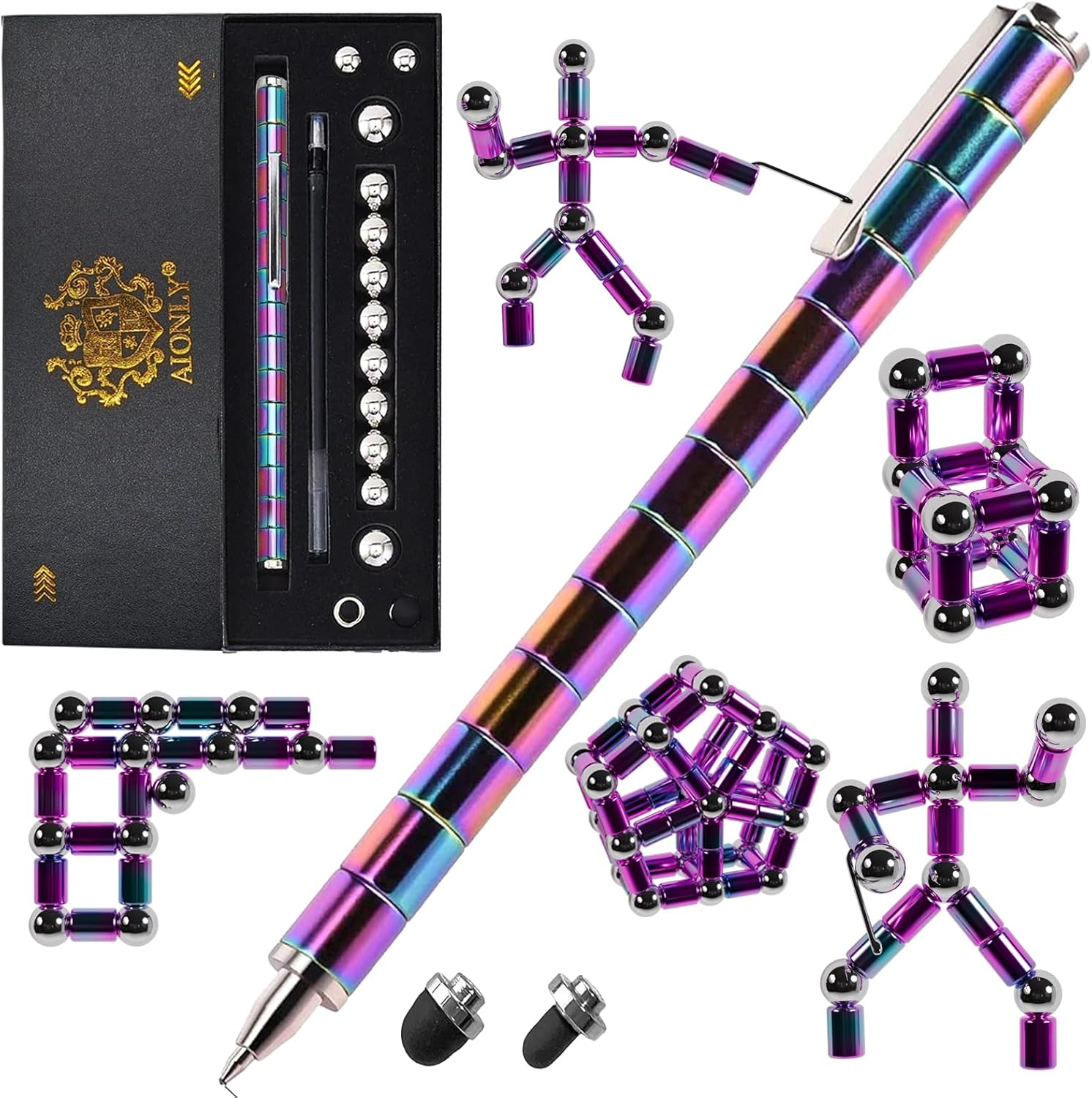 Thumbnail 6 de Aionly Fidget Magnetic Pen with Ballpoint & Stylus Tips (Black) – magnetic ring fidget writing pen gift set