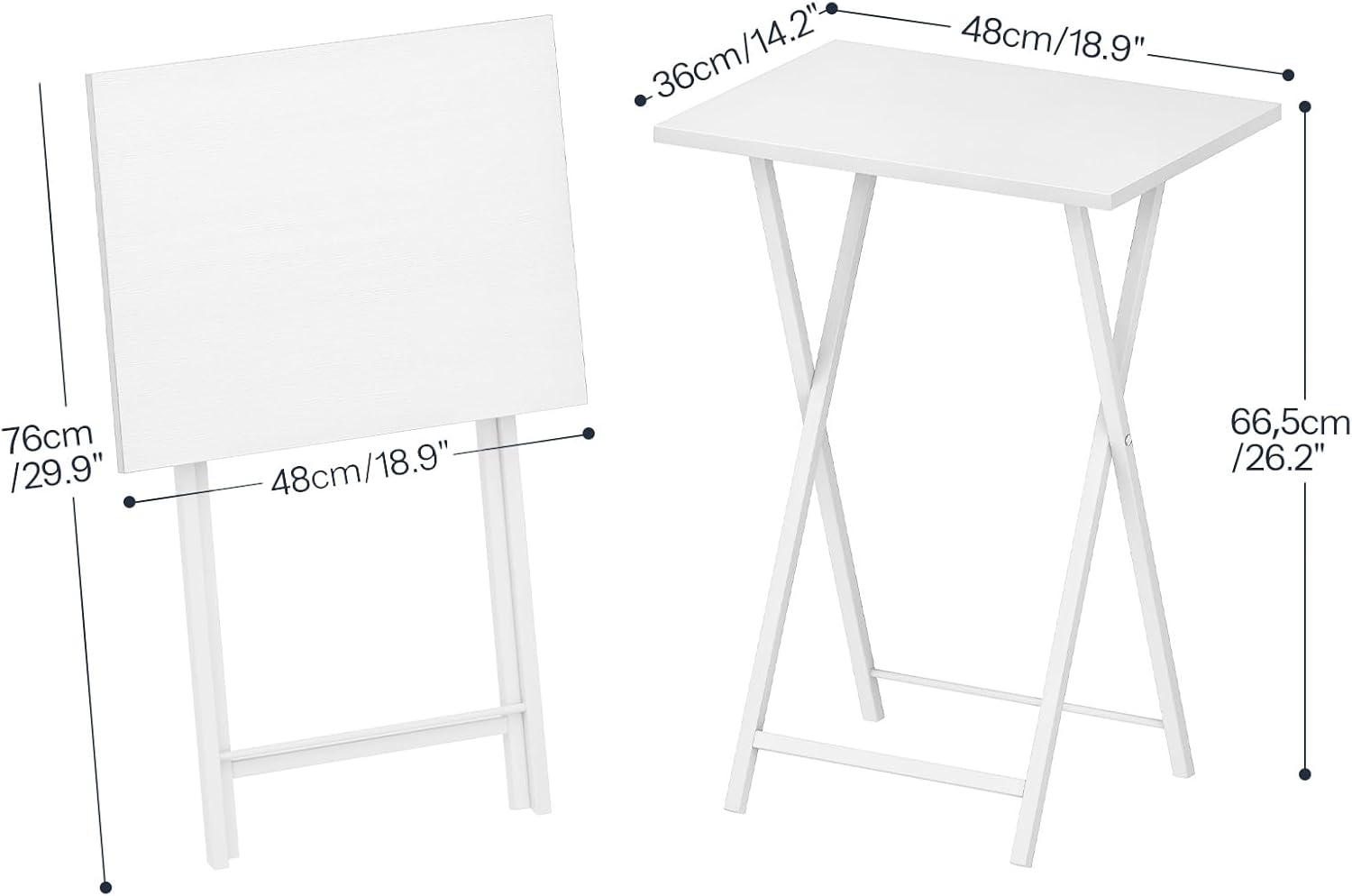 Detalle de HOOBRO Table d’appoint pliable blanche EWW15BZ01 (48 x 36 x 66,5 cm)