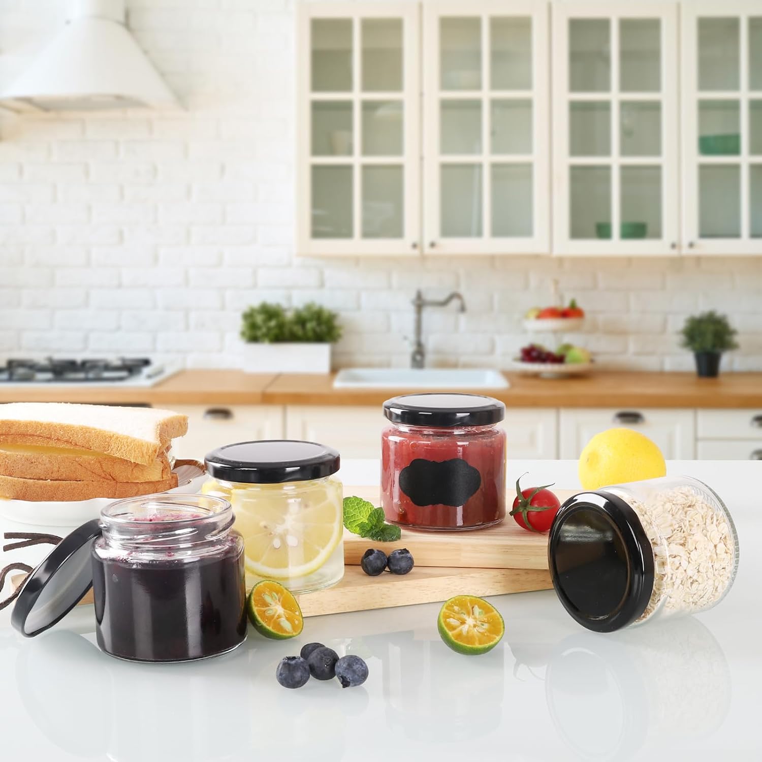 Detalle de YBCPACK 150ml jampotten, set van 24 glazen potjes met schroefdeksel