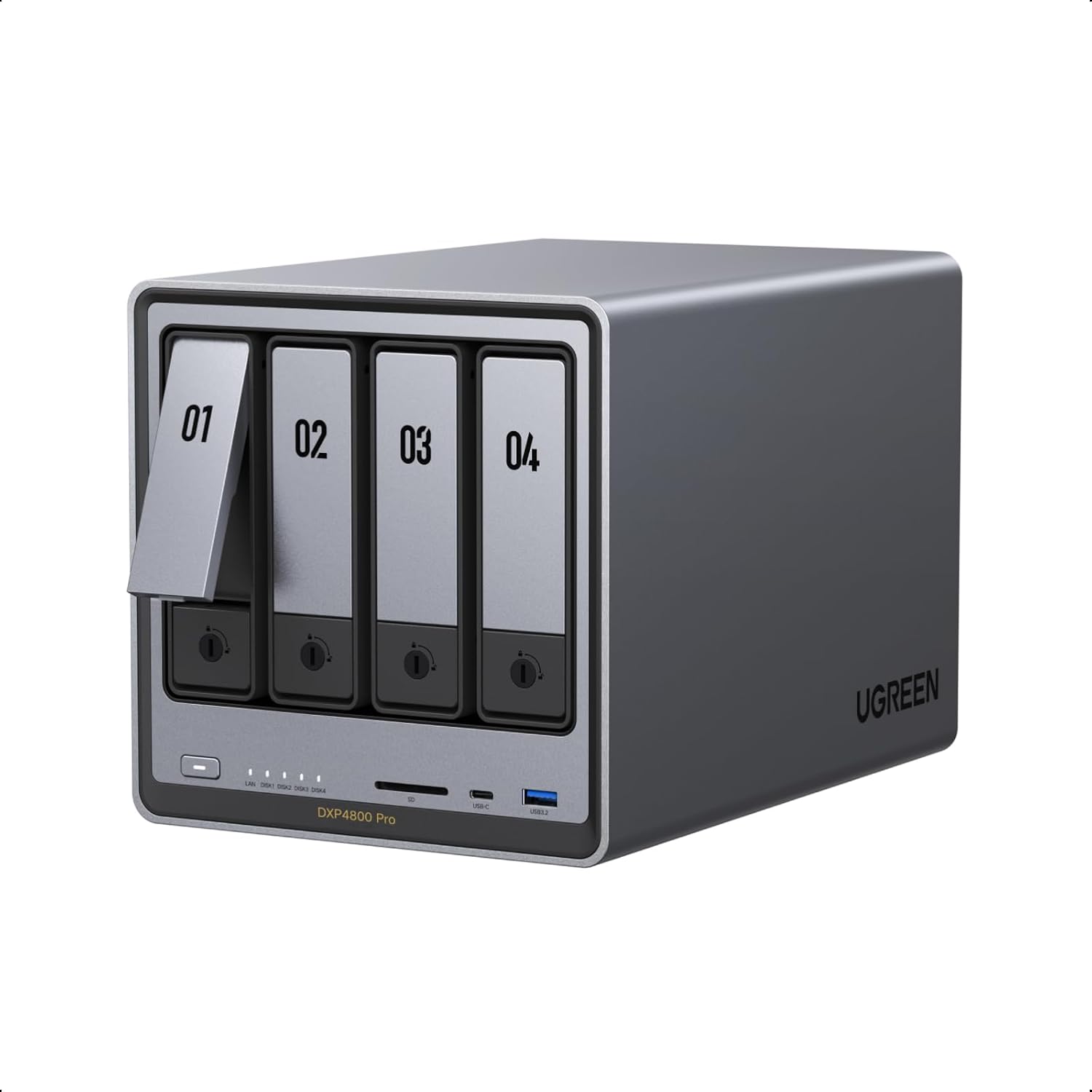 Detalle de UGREEN NASync DXP4800 Pro 4-Bay Desktop-NAS mit Intel i3-1315U, 8GB DDR5 und 10GbE