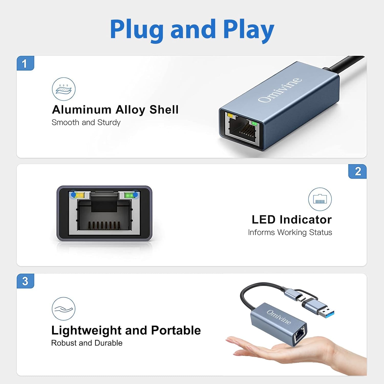 Thumbnail 5 de USB C auf Ethernet Adapter 1000 Mbps