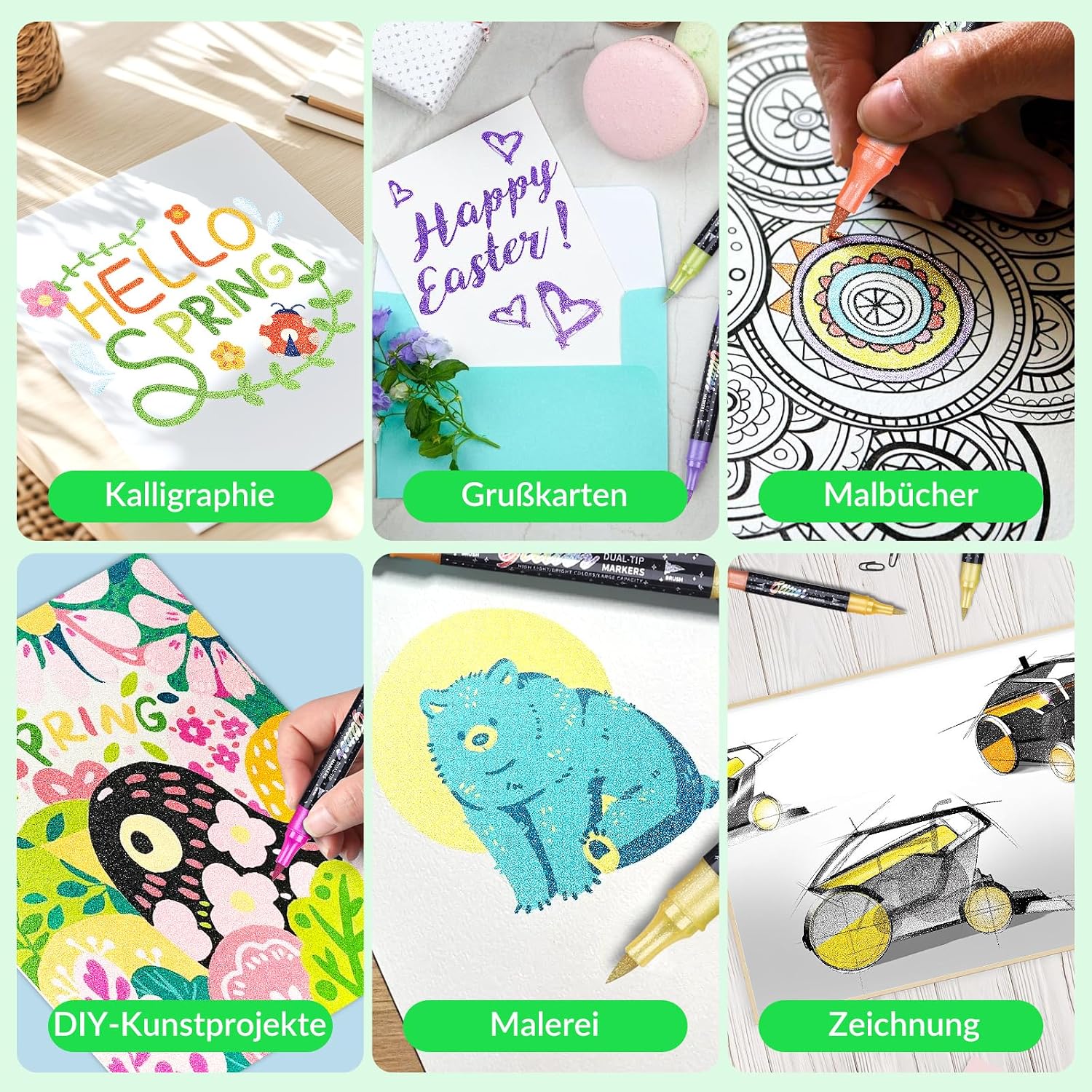 Thumbnail 5 de KEMYR Glitzerstifte Set 72 Farben – Doppelspitzen mit Pinselspitze für DIY, Karten & Doodling
