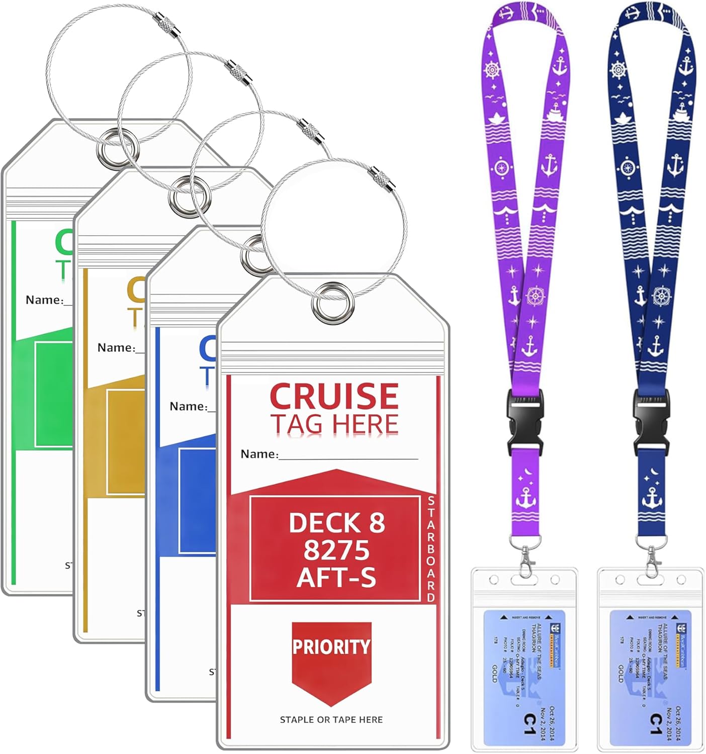 Lammcou Étiquettes de bagage XXL pour croisières – Set étanche avec lanière et attache solide
