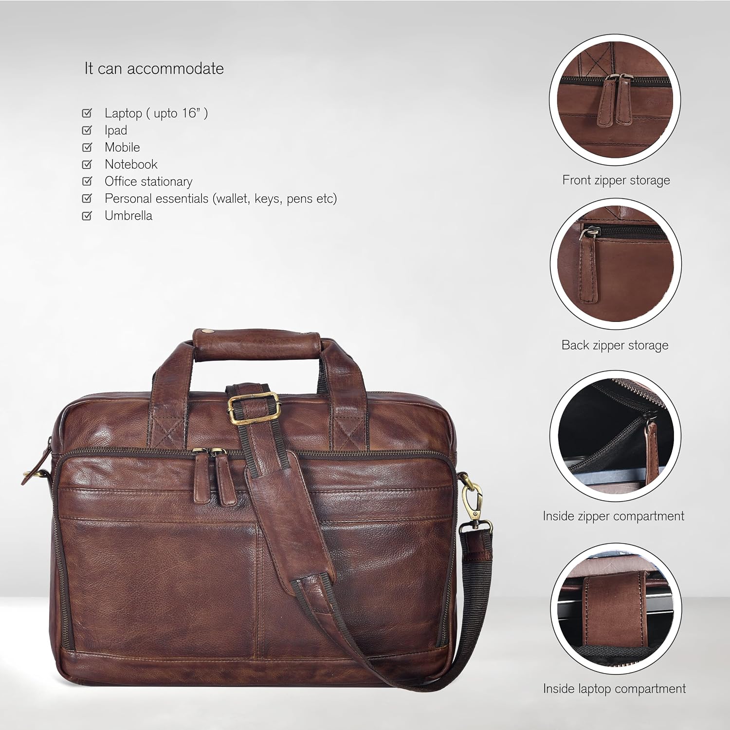 Thumbnail 3 de Oak Leathers Messenger Bag for Men and Women – Handcrafted Laptop Briefcase