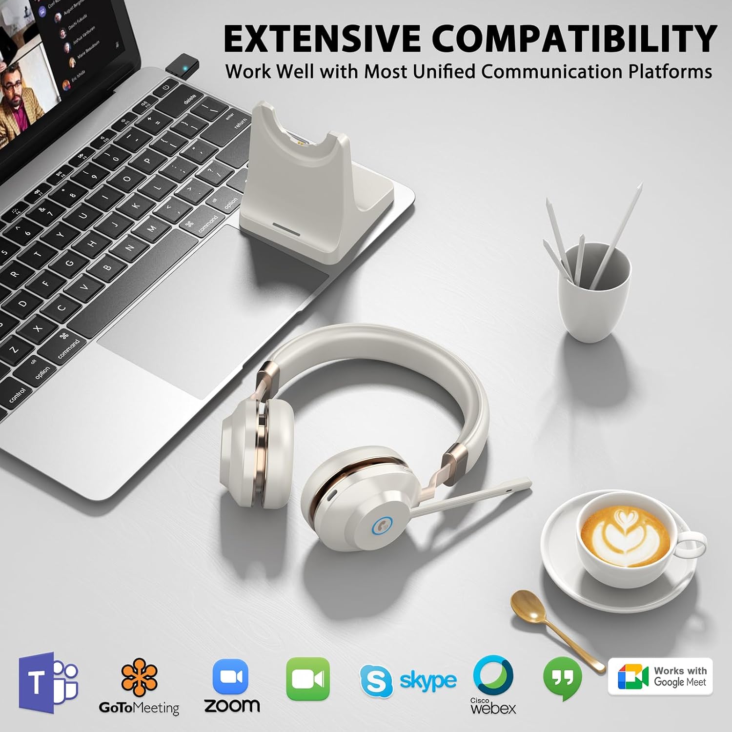 Detalle 2 de Vonztek XSY-CA-BT882CM-BJ-0514 On-Ear Bluetooth Headset, White Gold