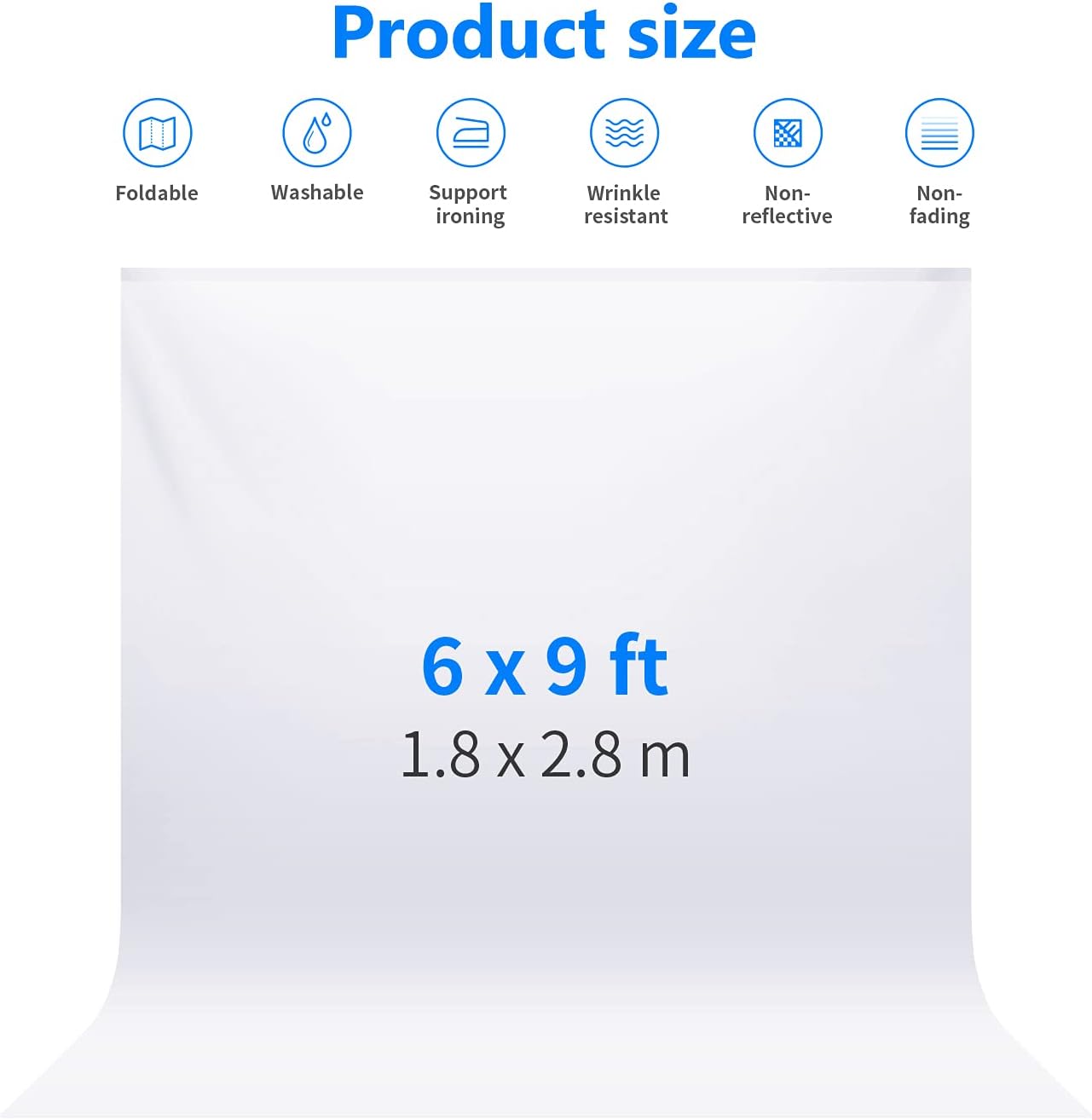 Detalle 2 de Neewer 6 x 9FT / 1.8 x 2.8M PRO muslin collapsible backdrop (white) — background only