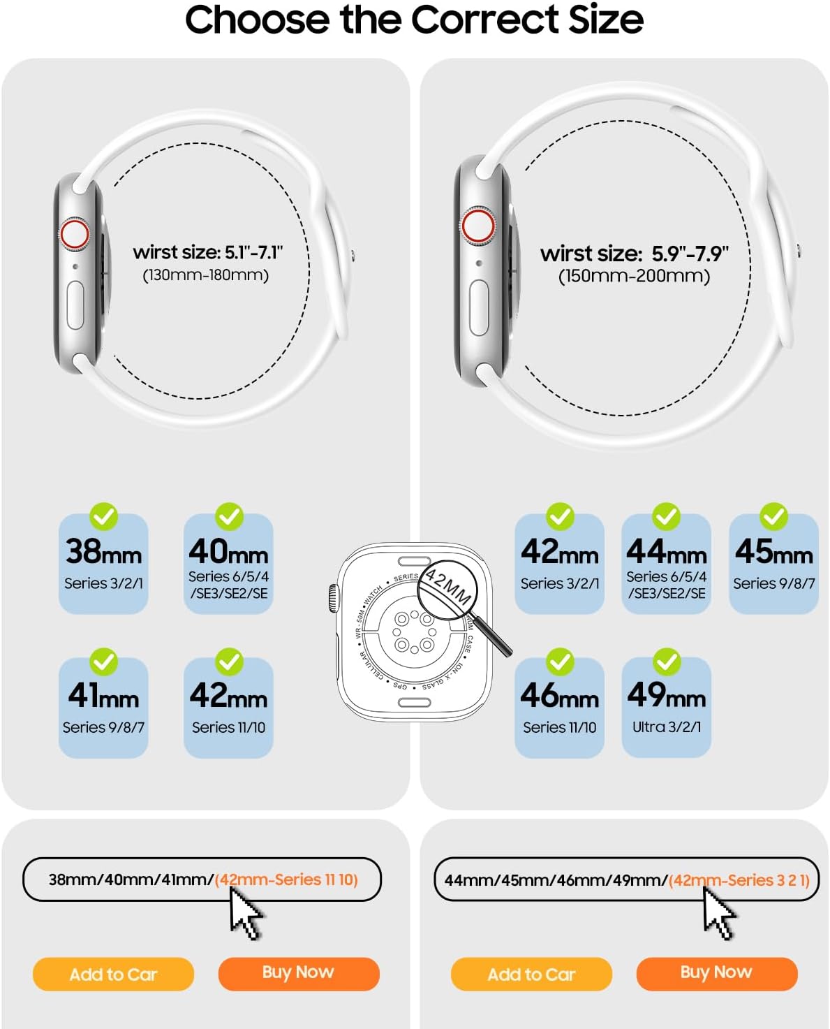 Detalle 2 de TreasureMax TPQ42602A White Silicone Sport Band for Apple Watch
