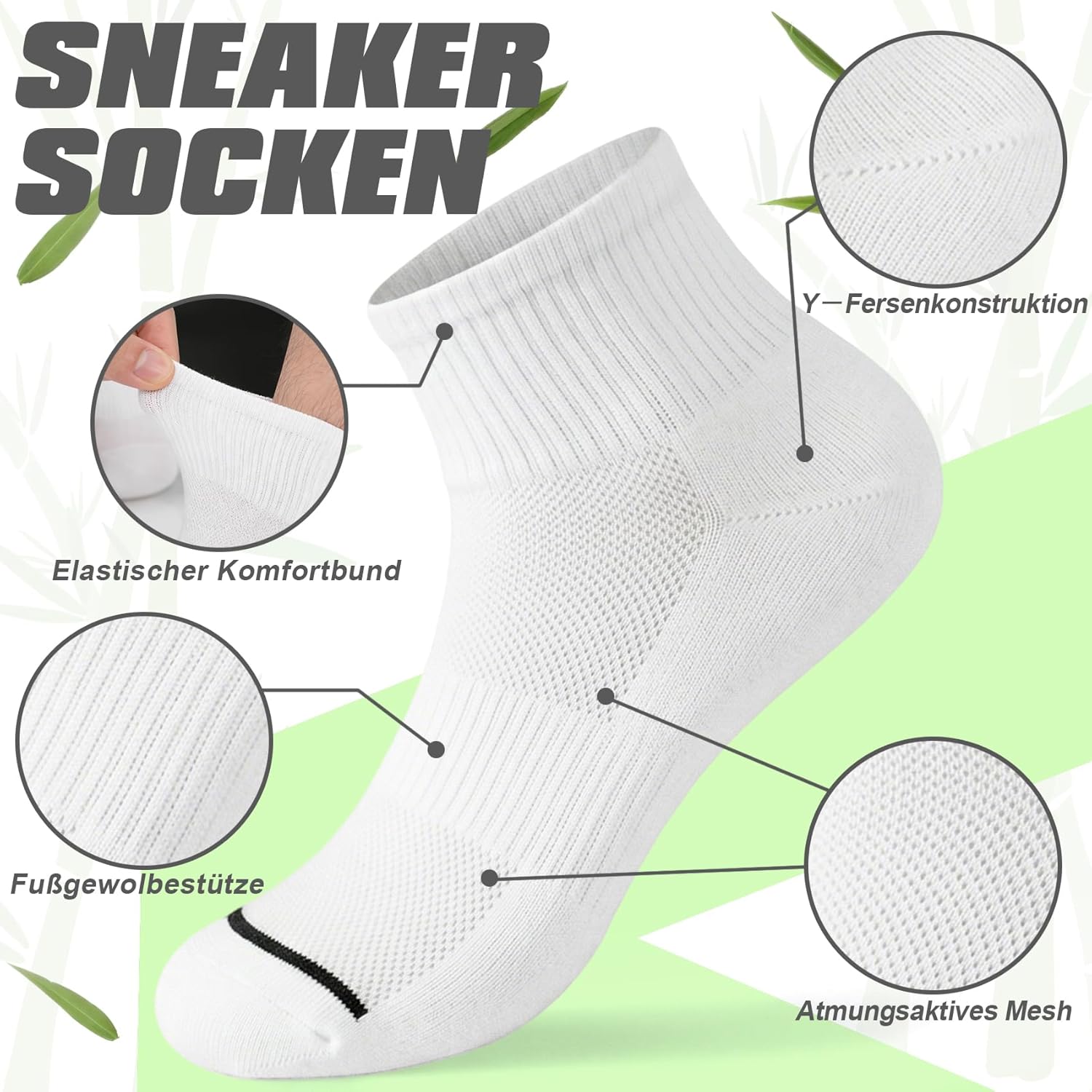 Thumbnail 2 de Quoboquo Chaussettes en bambou pour homme — noire, respirantes et anti-odeur (39–42 / 43–46) — pack 6
