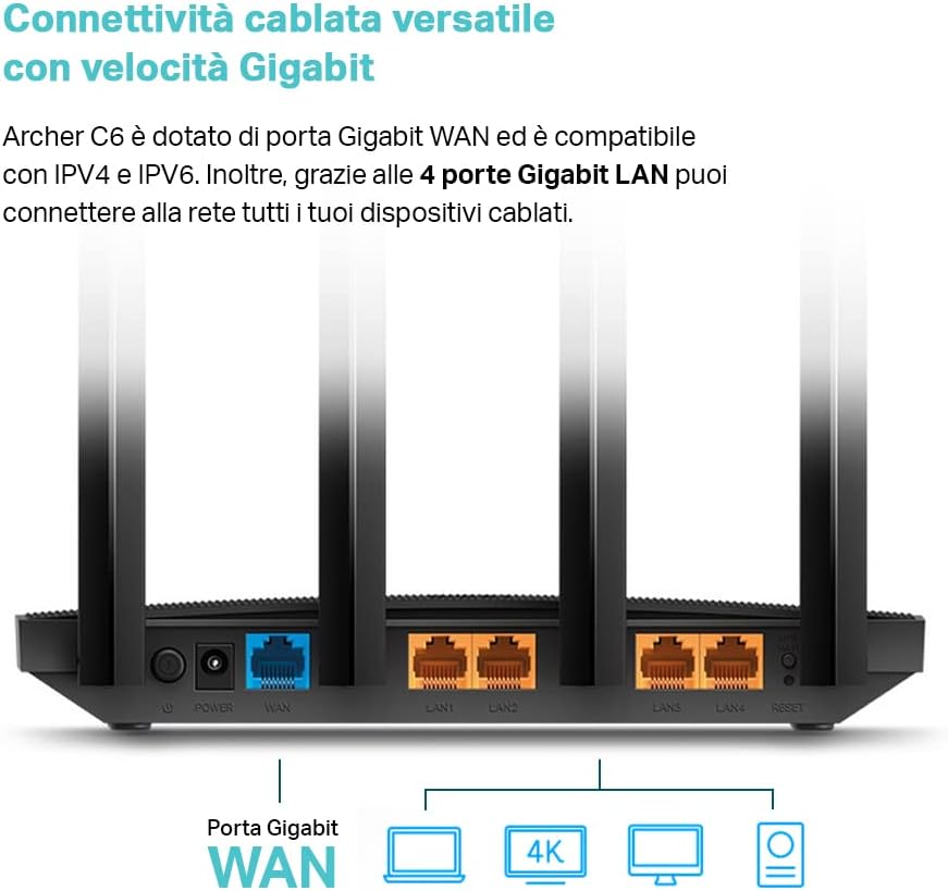 Detalle de TP-Link Archer C6: Router Wi‑Fi Dual Band AC1200 con MU-MIMO e Beamforming