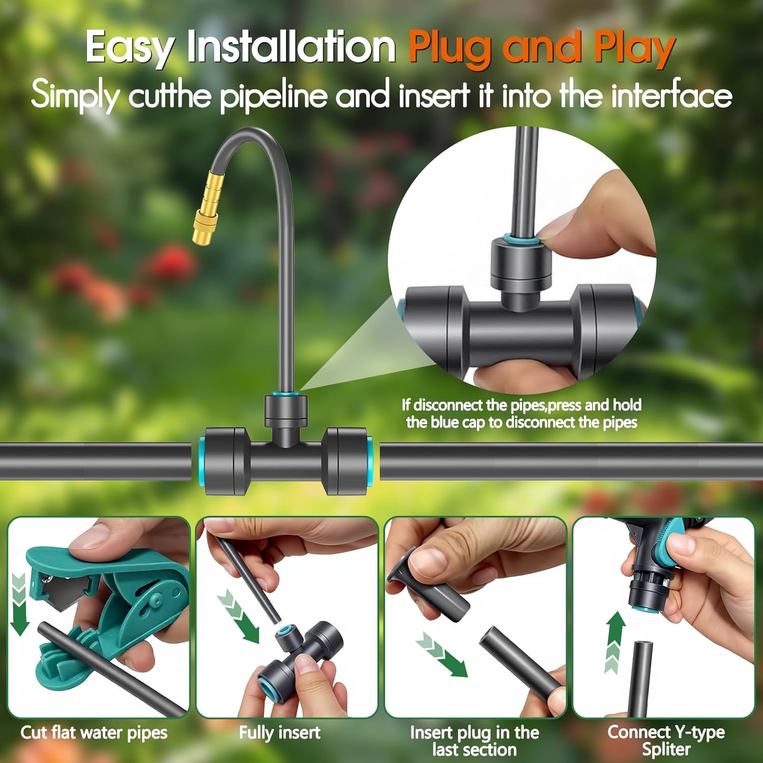Thumbnail 4 de CyberOrd Drip Irrigation System Kit with built-in hose timer, 98ft tubing and 20 adjustable 360° nozzles