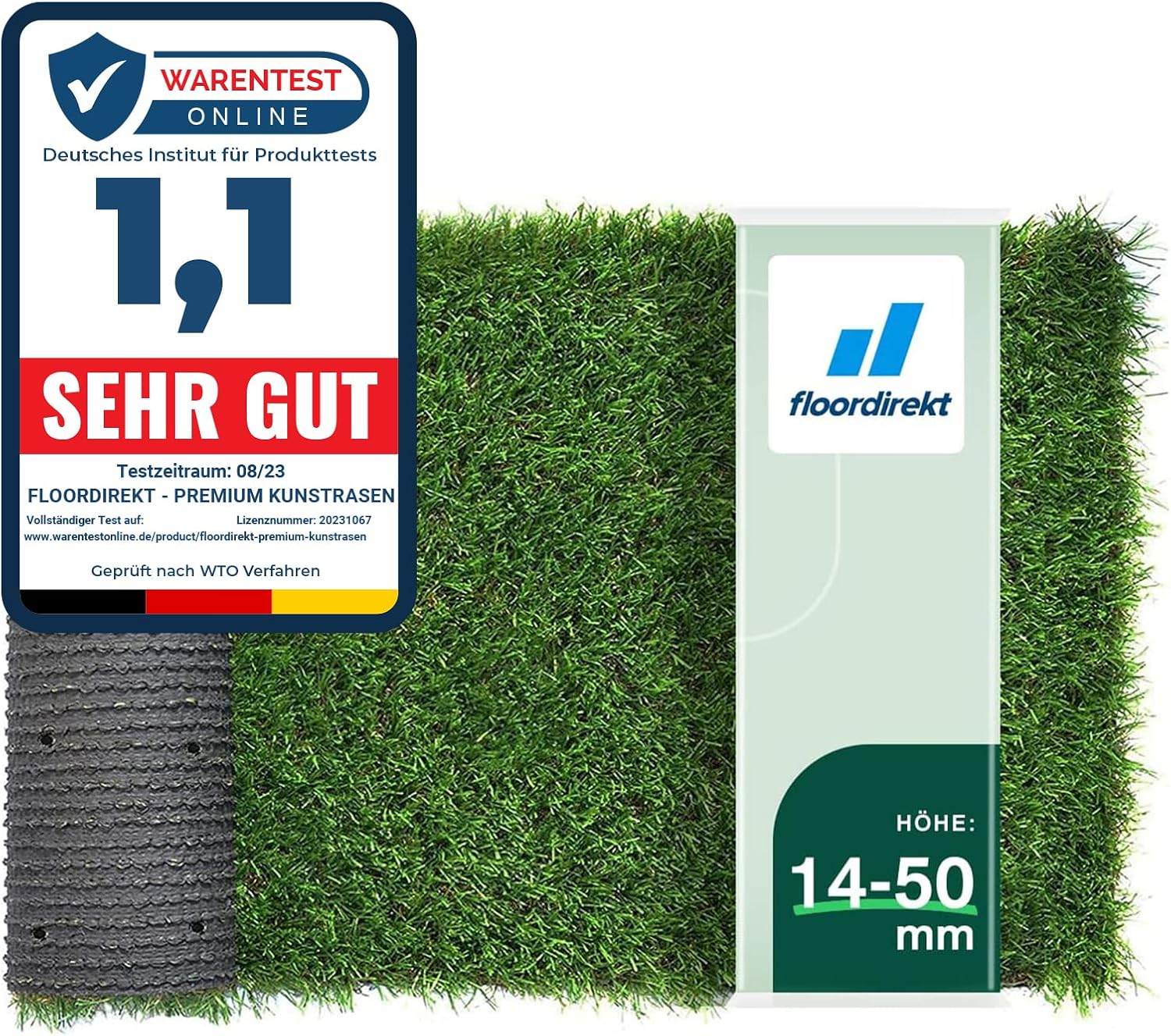 Detalle de Floordirekt Kunstrasen Outdoor – Riviera 14 mm, 200 x 300 cm, Rasenteppich nach Maß