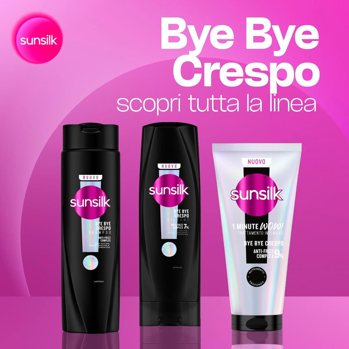 Detalle 2 de Sunsilk Shampoo Bye Bye Crespo – Capelli Morbidi e Nutriti, 250 ml