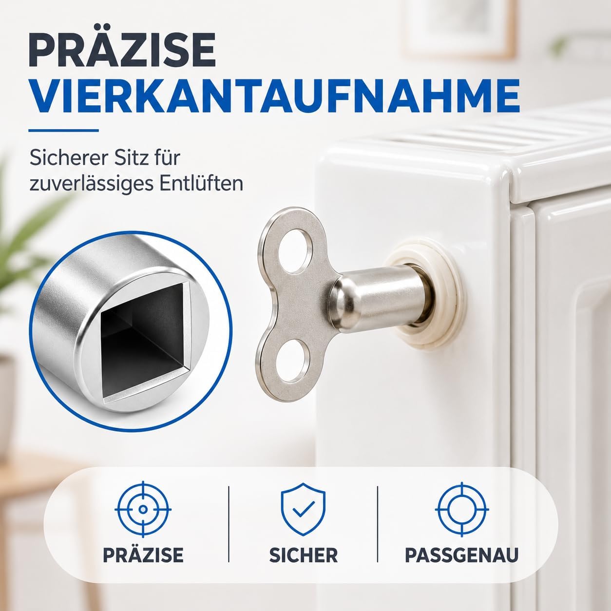 Thumbnail 6 de 4 elementnycklar för avluftning av radiatorer, robust fyrkantsmodell