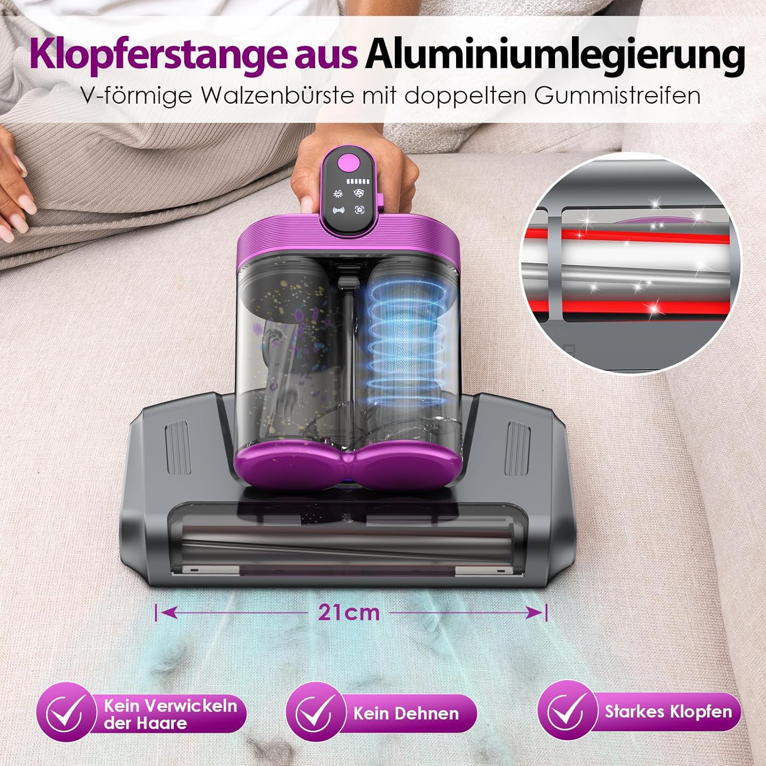 Thumbnail 1 de Linkifly MT1 kabelloser Milbensauger für Matratzen mit 253,7 nm UV‑C, 18.000 Pa und USB‑C