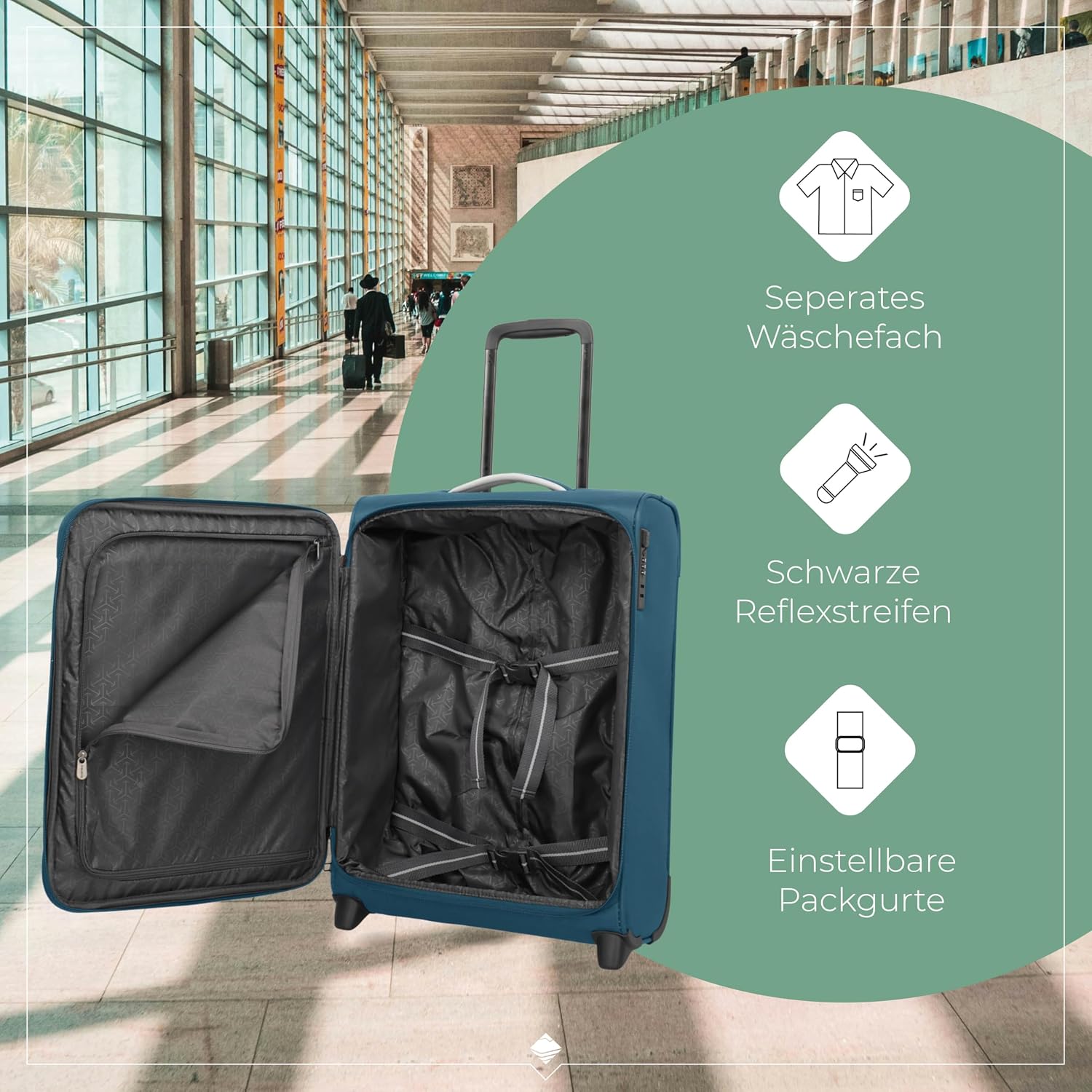 Detalle de Travelite Jetpack Handgepäck Koffer 55x40x20 cm – ultraleichtes Weichgepäck (1,7 kg) für Ryanair & Condor