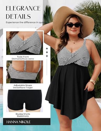 Detalle de Hanna Nikole Badeanzug Damen Große Größen Bauchweg Push Up