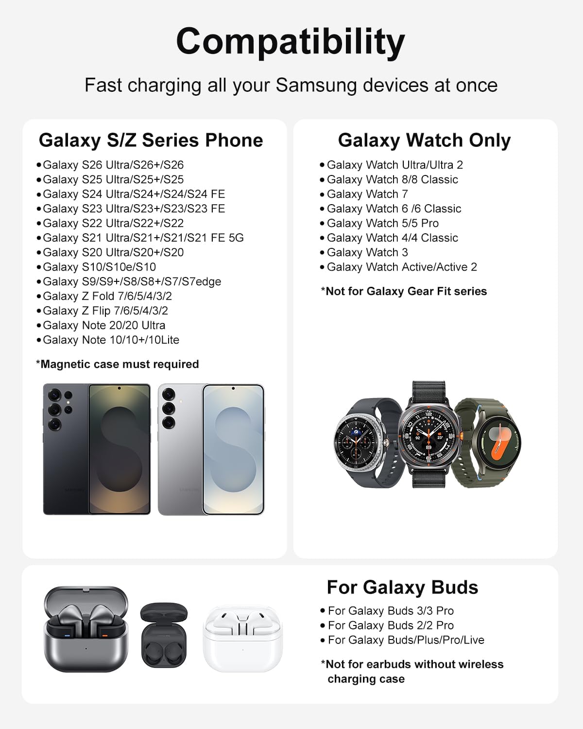 Thumbnail 1 de KEEPRO 3-in-1 Charging Station for Samsung (Magnetic Fast Wireless Charger Stand)