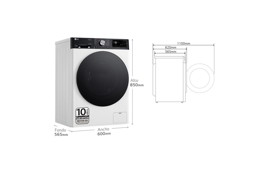 Detalle 2 de Outlet LG F4DR7511AGW Lavasecadora 11/6 kg 1.400 rpm