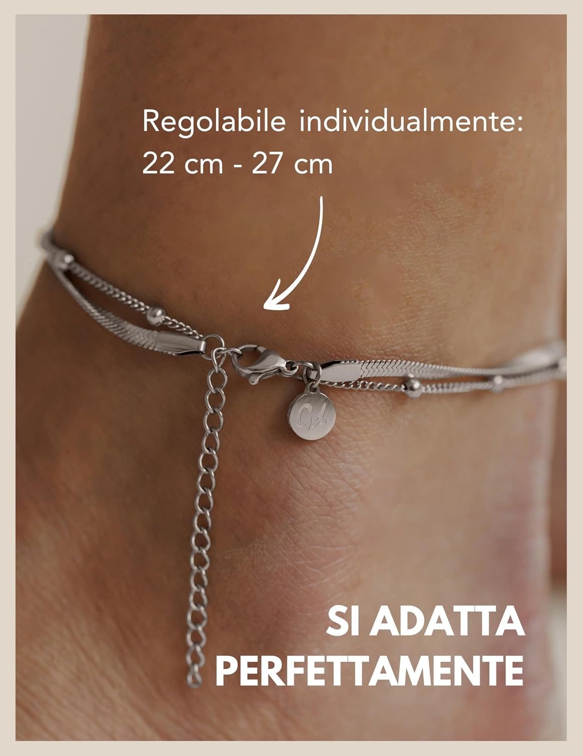 Detalle 2 de Cavigliera da donna GD GOOD.designs a più file regolabile in acciaio inossidabile impermeabile