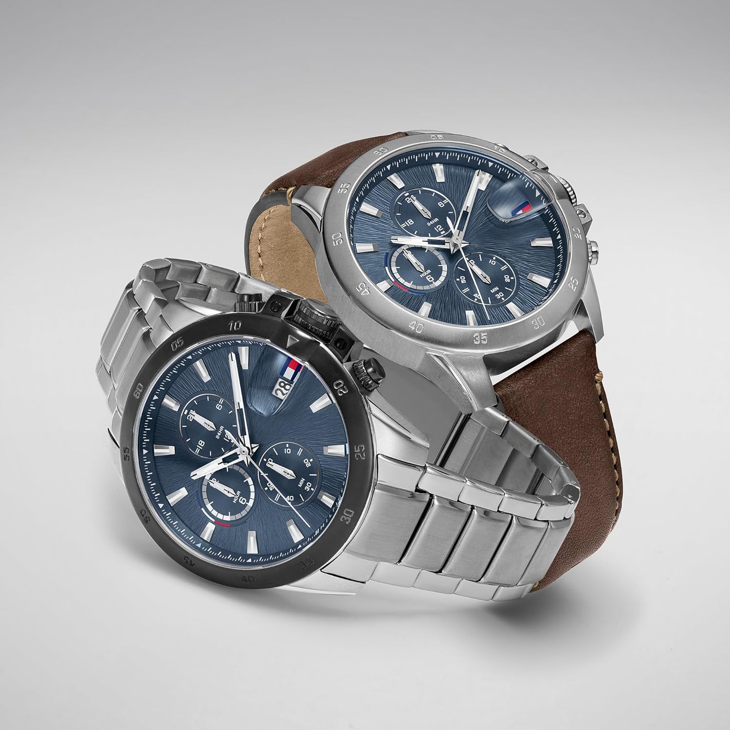 Detalle 1 de Tommy Hilfiger Dual Time Quartz Watch for Men with Dual Strap Options (Stainless Steel Bracelet or Leather Strap)