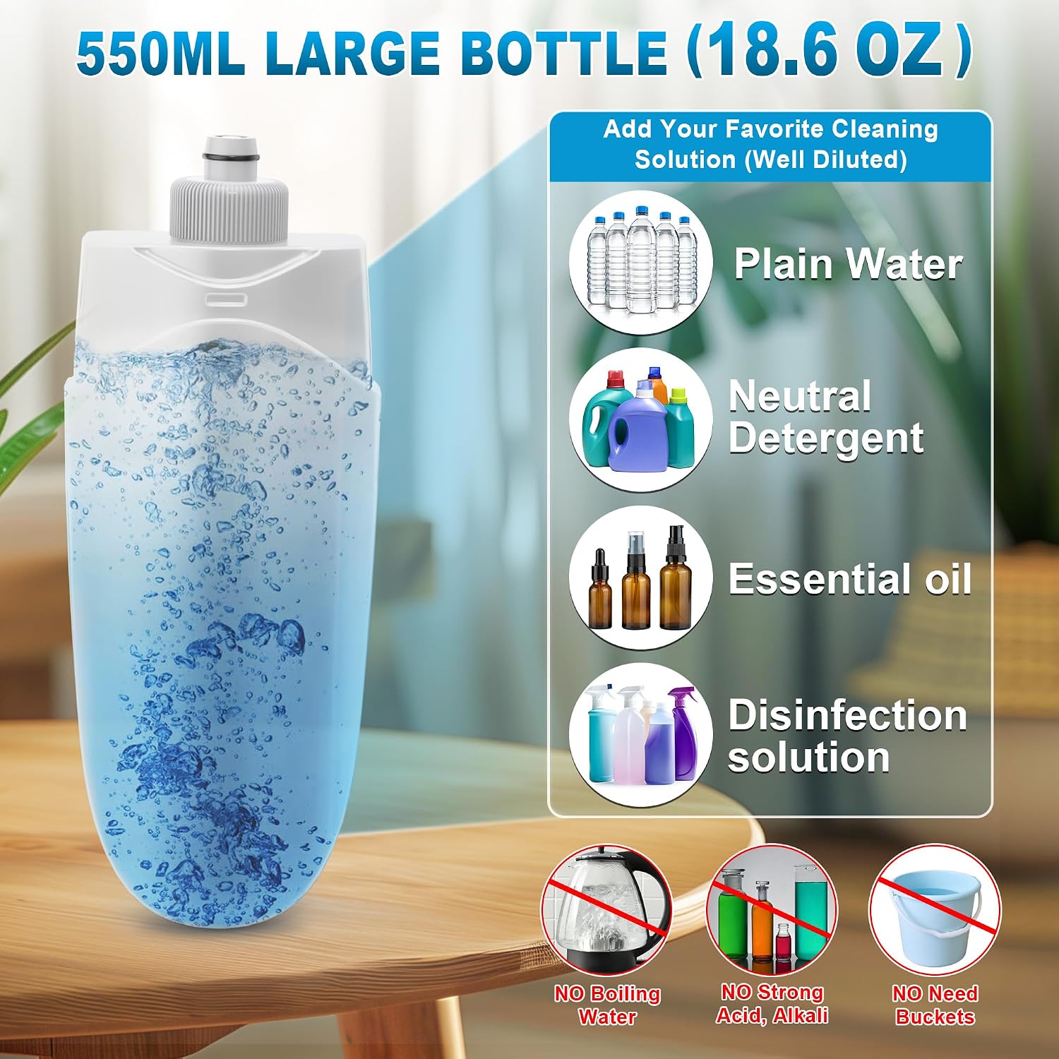 Detalle de BPAWA Spray Mop with 550ml Refillable Bottle and Washable Microfiber Pads
