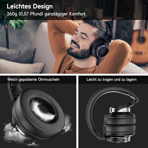Detalle de syndesmos Over Ear Kopfhörer mit Kabel – 50 mm Treiber, DJ/Studio Kopfhörer