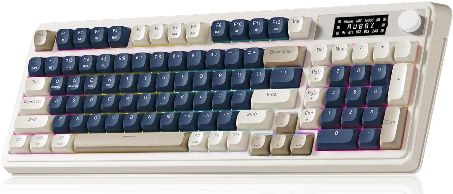Detalle de AULA S99 Pro Wireless Keyboard: 3-Mode Connectivity, Macro Customization, and RGB Backlit Typewriter Style