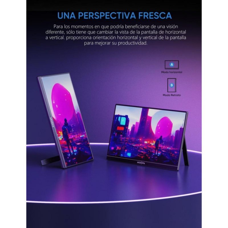 Detalle 2 de Monitor ARZOPA 16,1" FullHD 144 Hz IPS HDR con altavoces y soporte integrado