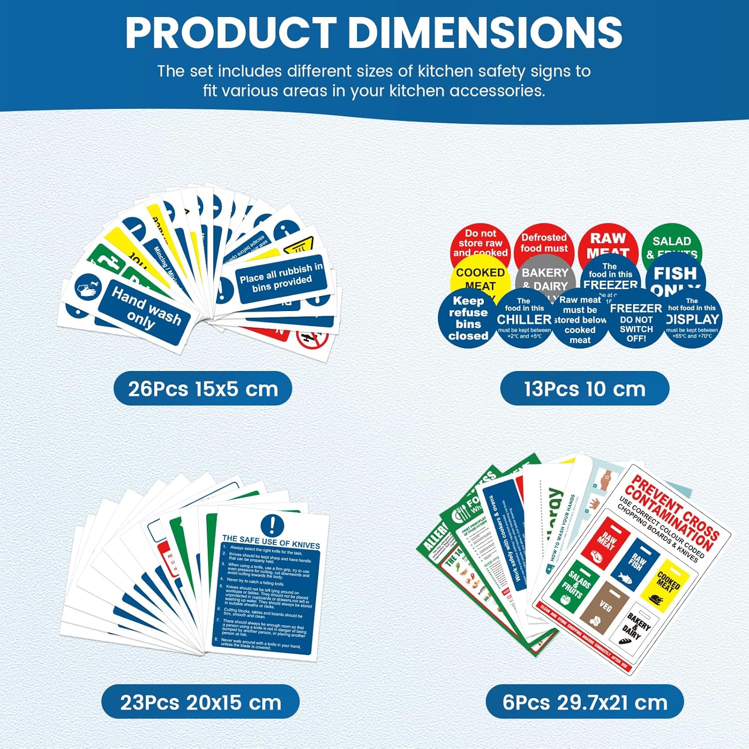 Thumbnail 1 de Complete Kitchen Safety Signs Set 68-piece kit 🧾