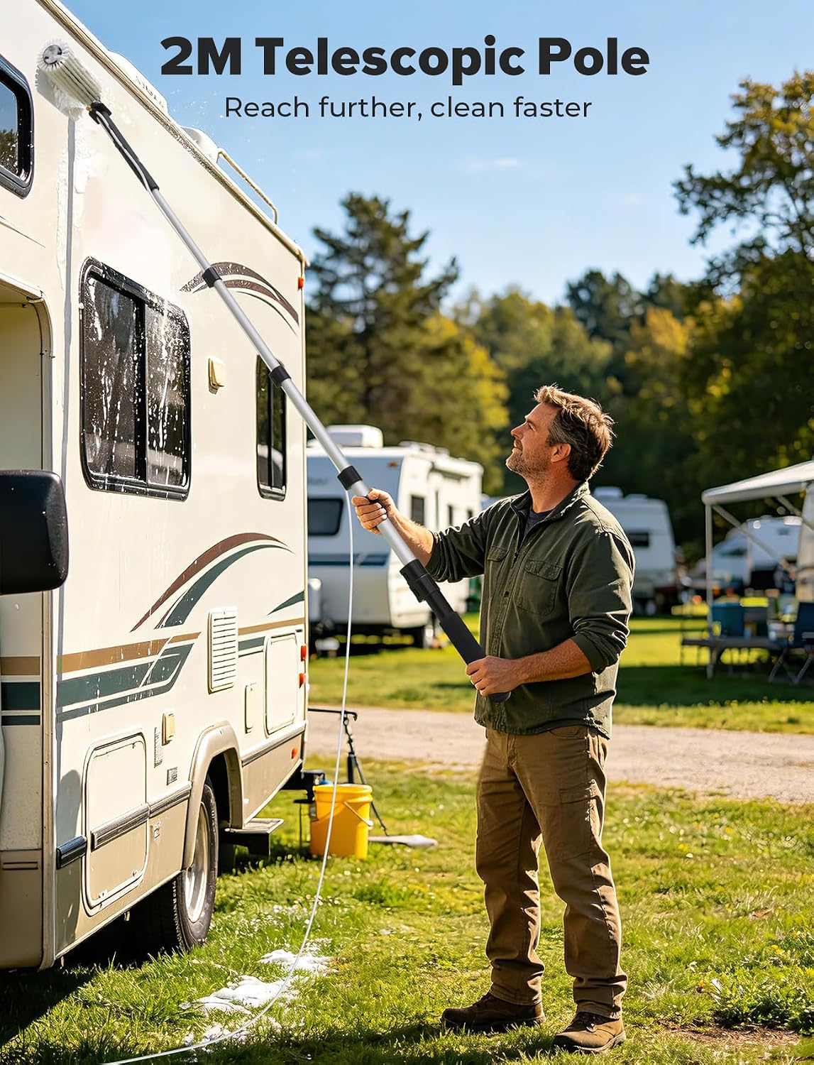 Thumbnail 3 de 2M Electric Car Wash Brush with Long Handle — a flexible, water-fed cleaning solution for RVs, caravans and more