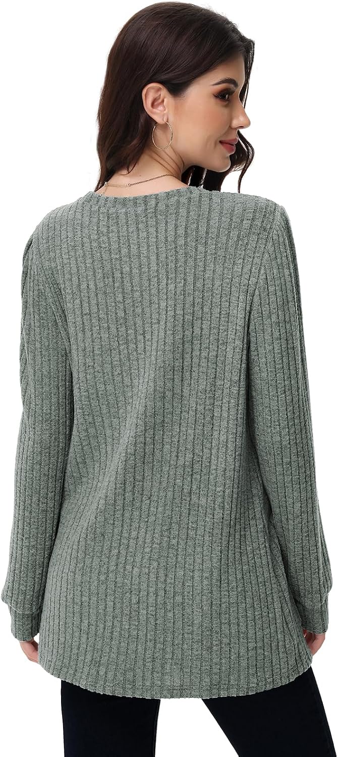 Detalle 2 de Leichter Damen Strickpullover mit Taschen