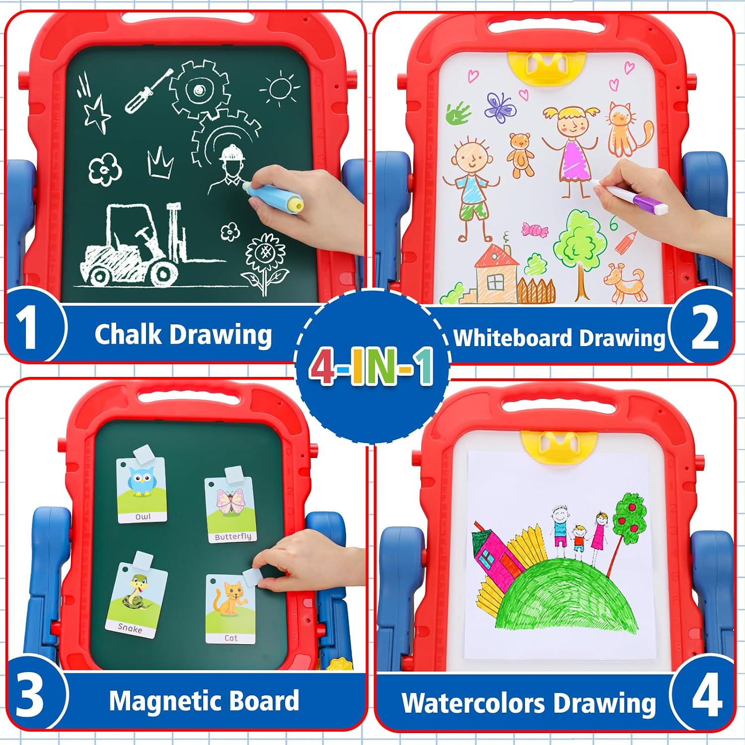 Detalle de Basytodio XF909 Double-Sided Kids’ Art Easel with Magnetic Chalkboard