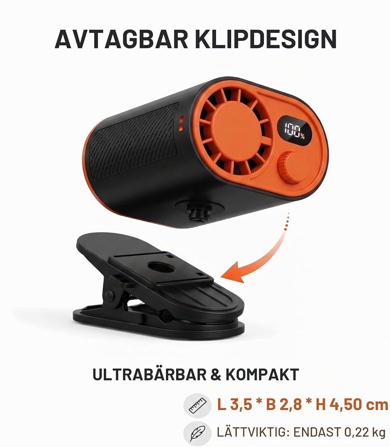 Thumbnail 4 de WHATOOK W3 bältesfläkt med 100 steglösa lägen och digital display
