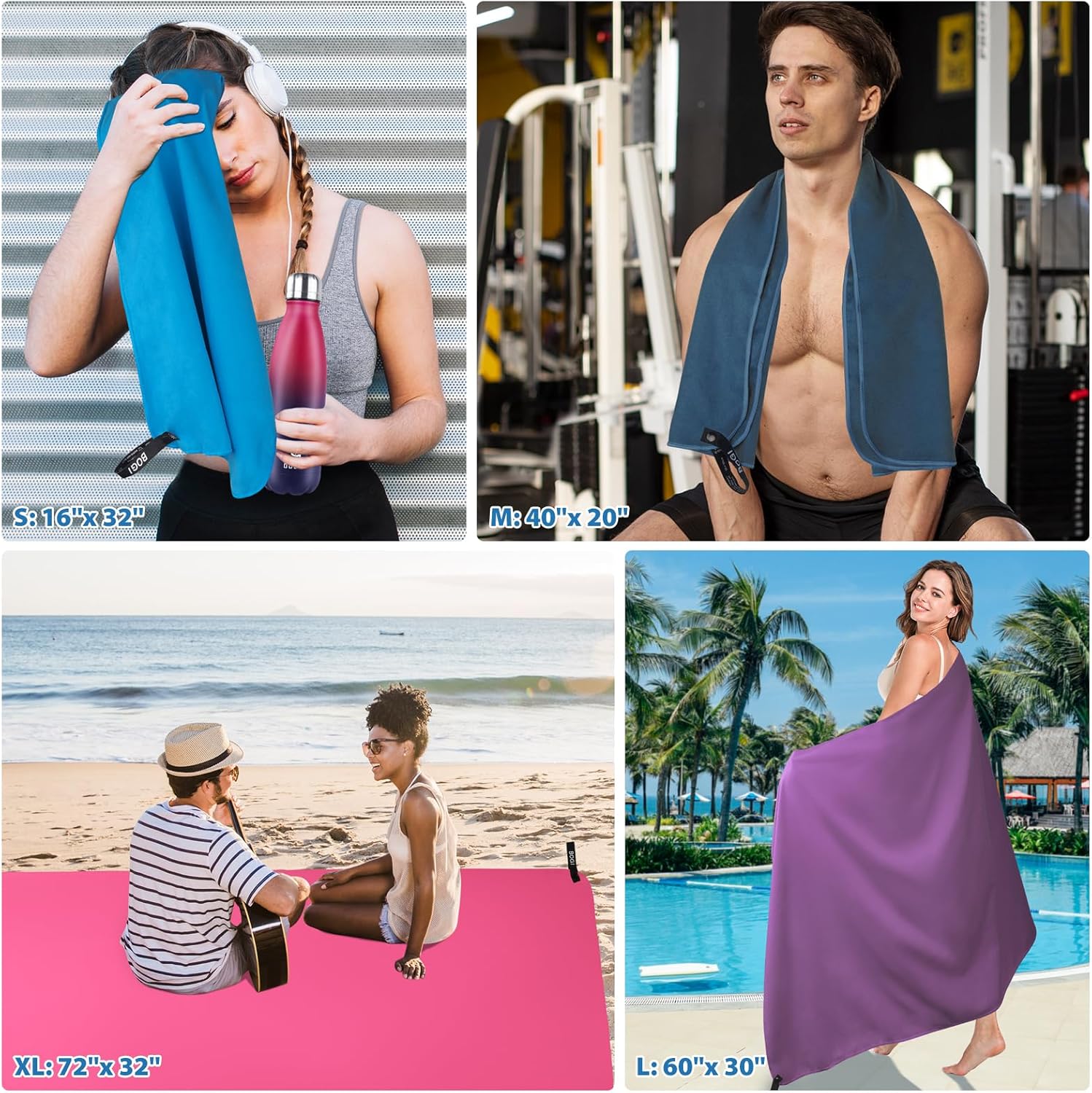 Thumbnail 6 de BOGI Microfibre Travel Towel (M: 100cm x 50cm) – Quick Dry, Super Absorbent Gym & Beach Towel