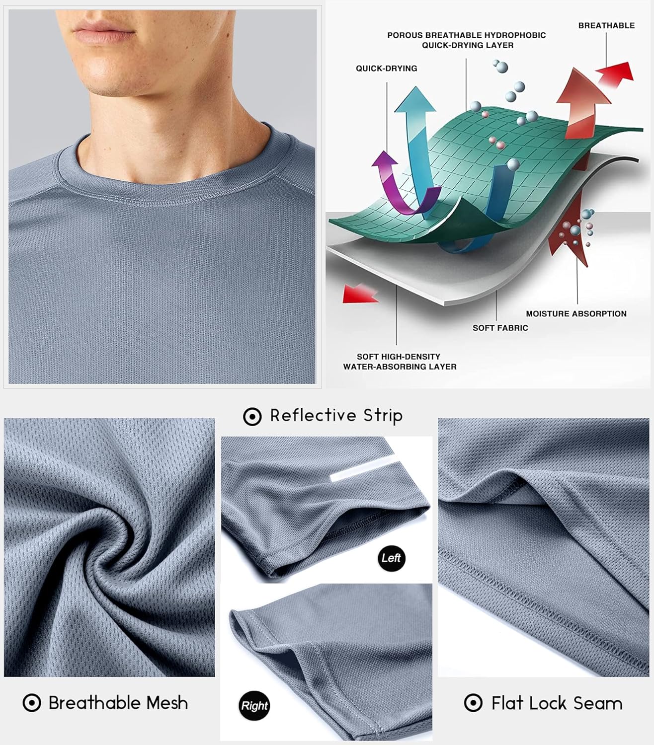 Thumbnail 6 de Boyzn Men's Workout Running Shirts: Breathable, Moisture-Wicking T-Shirts (1, 3, 5 or 7 Pack)