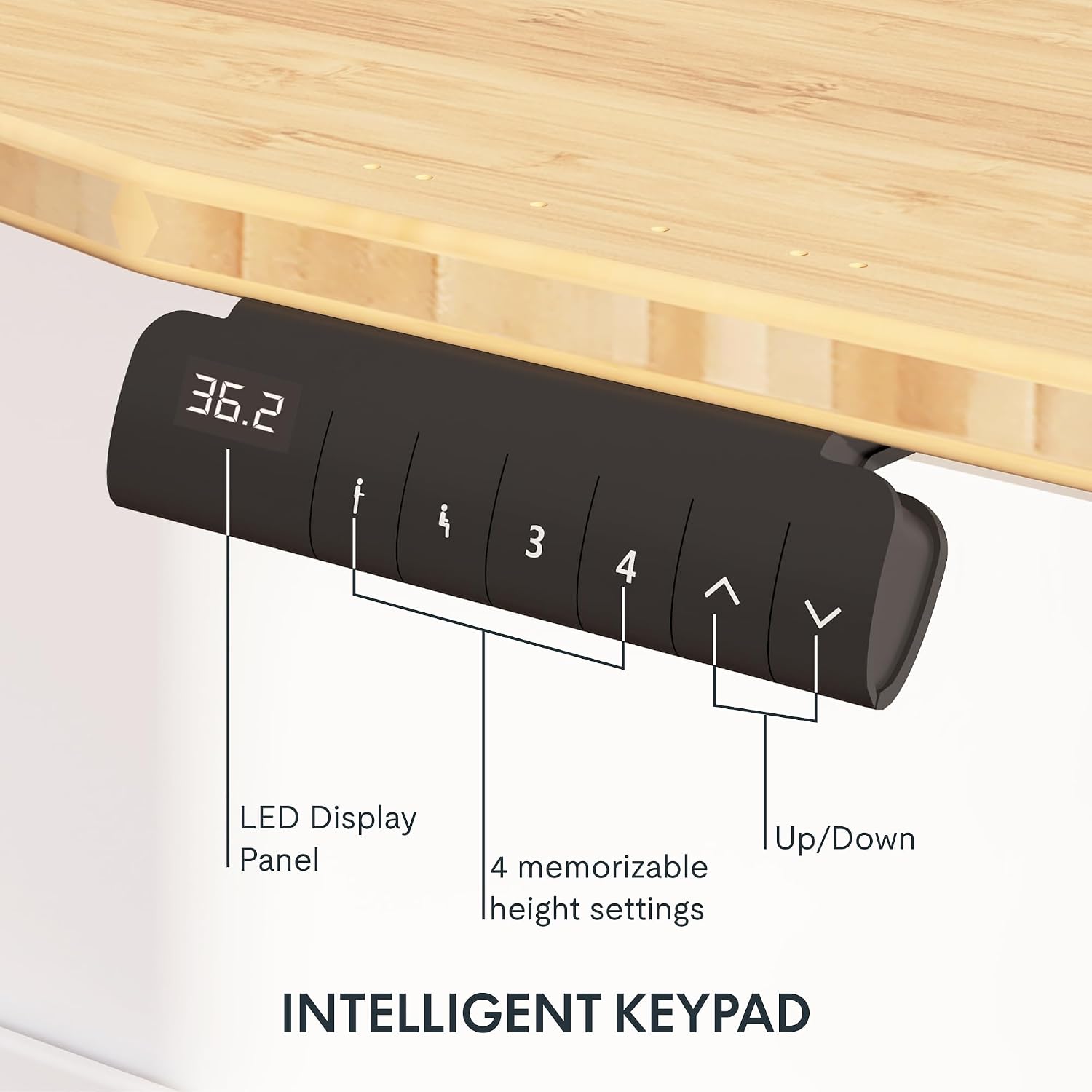 Detalle de FlexiSpot standing desk with bamboo desktop