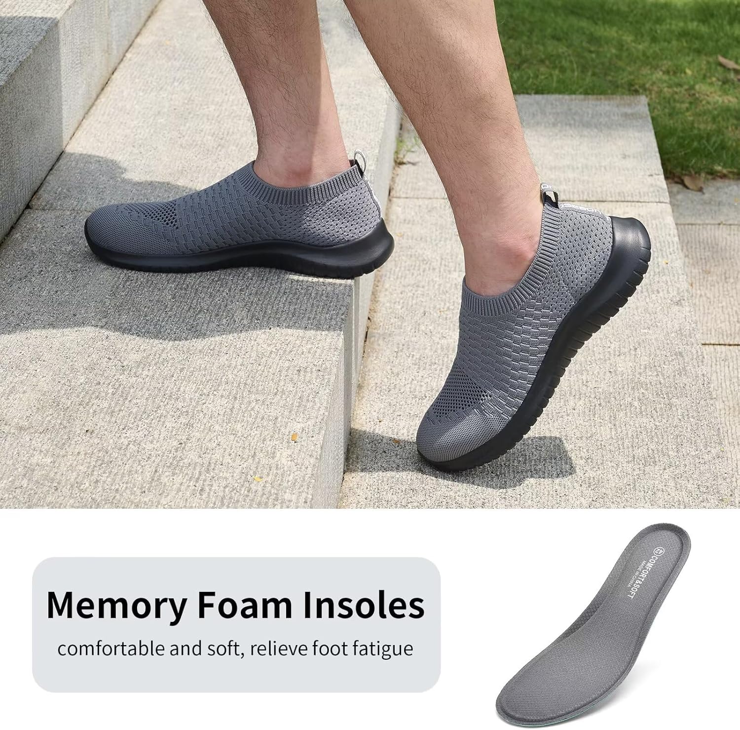 Thumbnail 3 de TIOSEBON Men's Slip-On Trainers: Lightweight Breathable Road Running Shoes