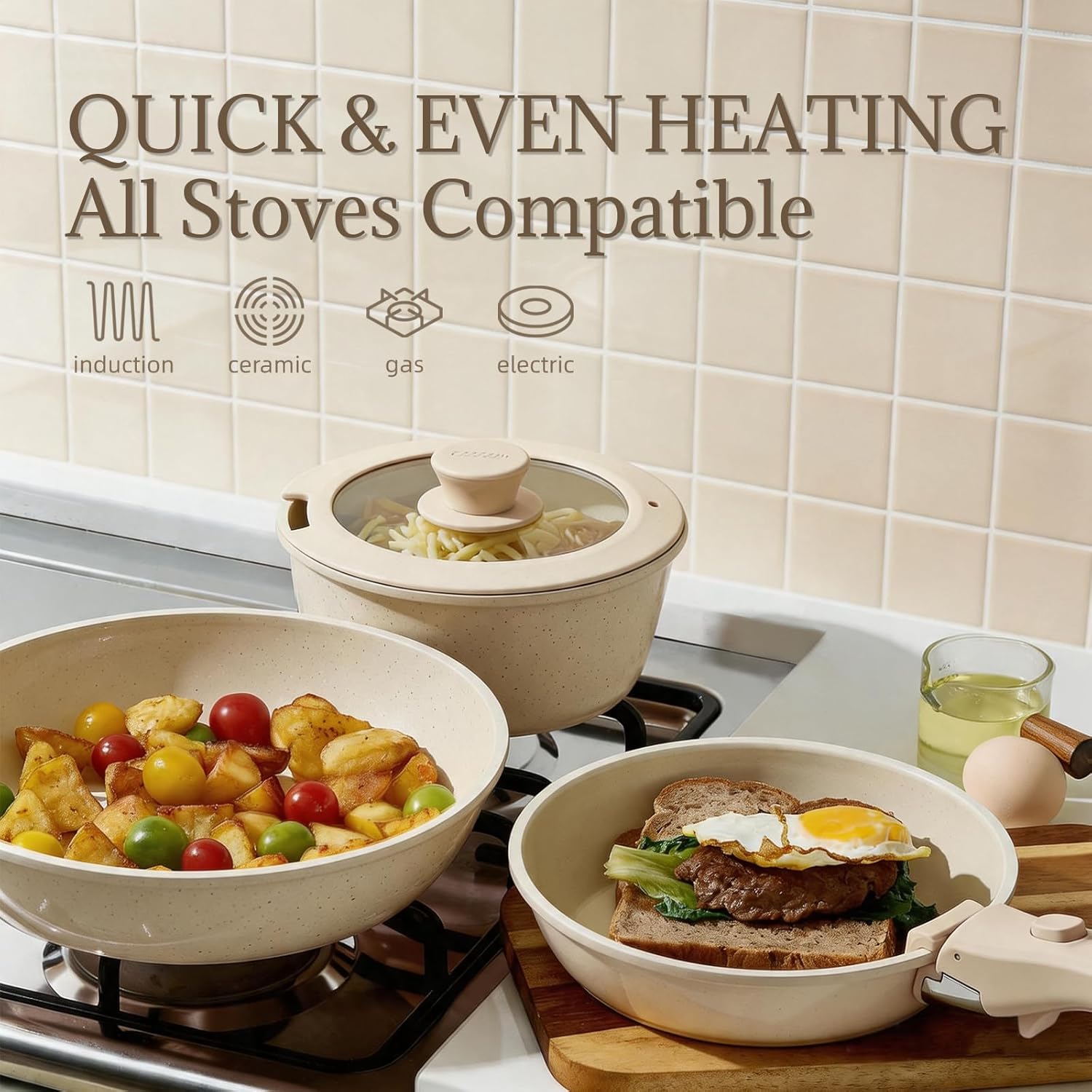 Thumbnail 4 de Coicur Ceramic 8Pc Cookware Set 70% Space Saver