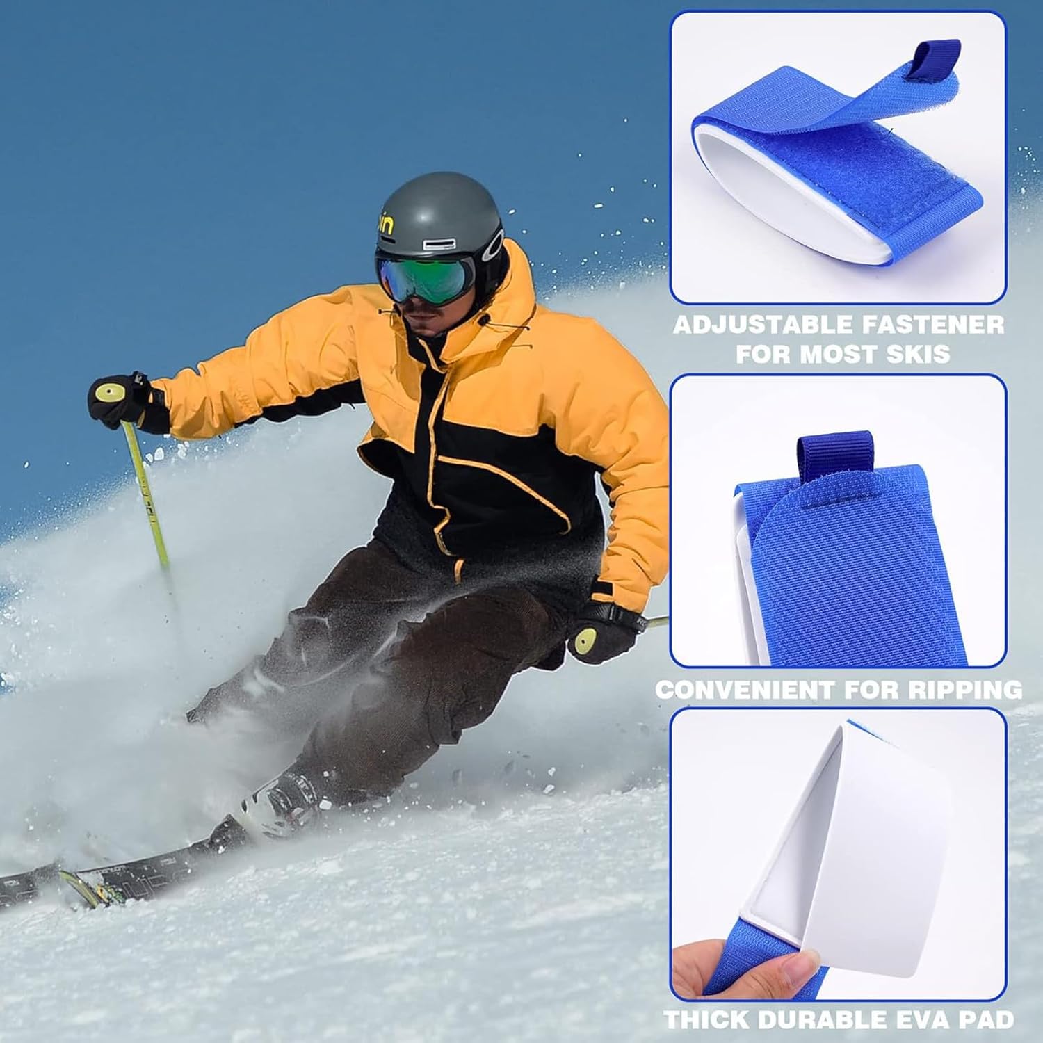 Thumbnail 2 de HYMAIPROSPERITY 6Pcs Adjustable Blue Nylon Ski Straps – Practical Ski Gear Organisation
