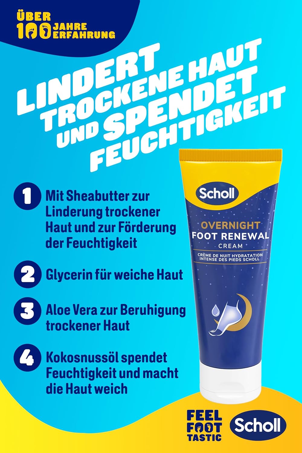 Detalle de Scholl Overnight Fußpflege-Set: Intensive Nachtpflege mit Creme und wiederverwendbaren Gel-Fersenstrümpfen