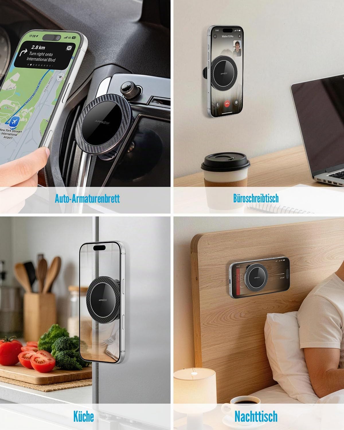 Detalle de APPS2Car Handyhalterung Auto für MagSafe – magnetische KFZ-Halterung mit 360° Drehung
