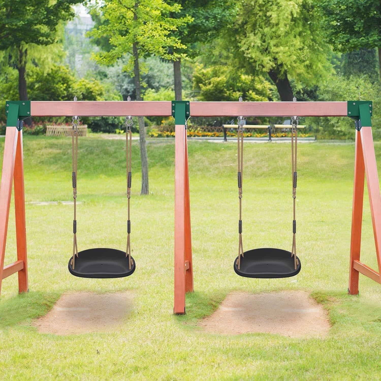 Detalle de BeneLabel 2er Schaukel – breite Kinderschaukel für Indoor/Outdoor, verstellbares Seil 150–200 cm, Tragkraft bis 272 kg
