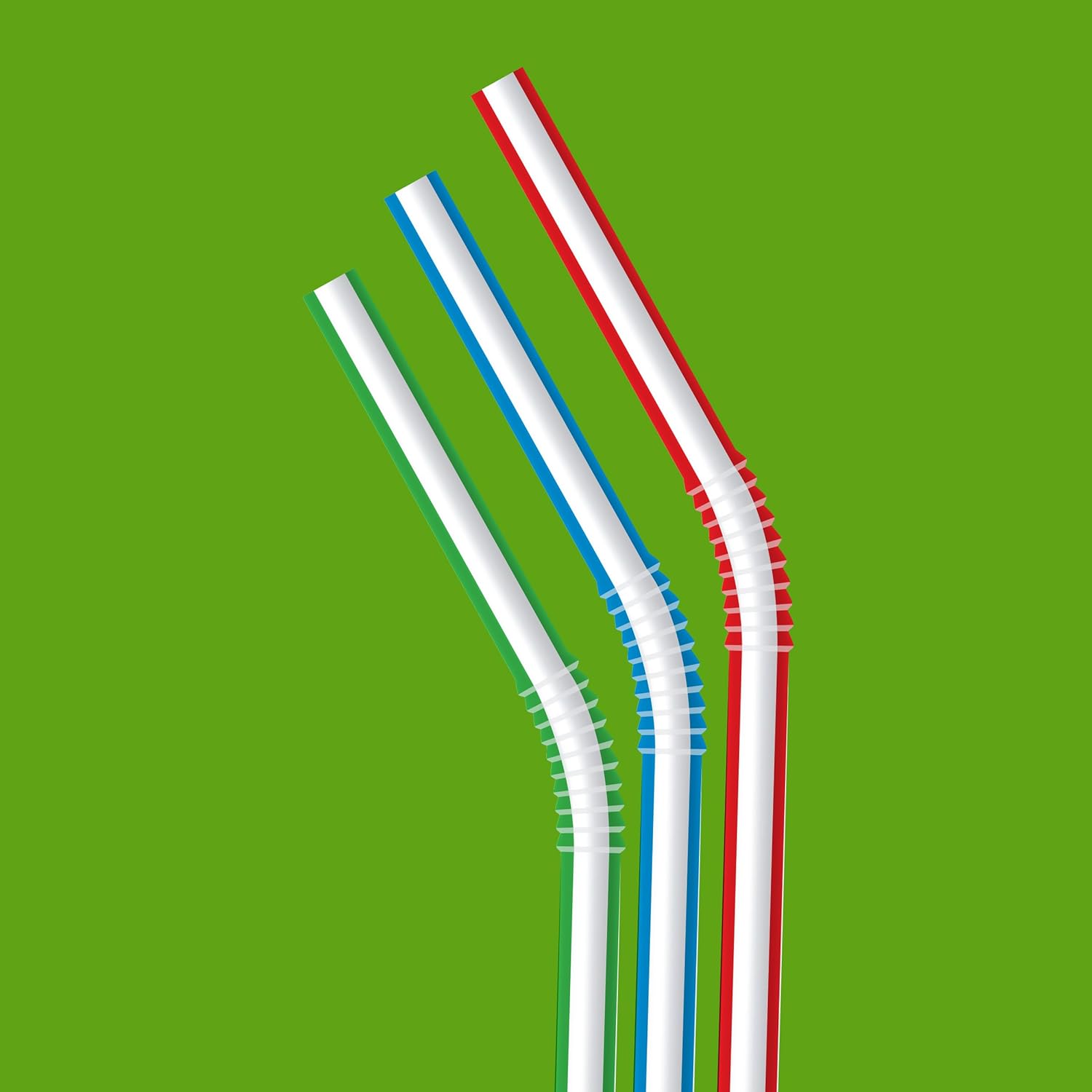 Thumbnail 1 de Amazon Basics Disposable Striped Plastic Flex Straws, 7.5" Long, 100 Count
