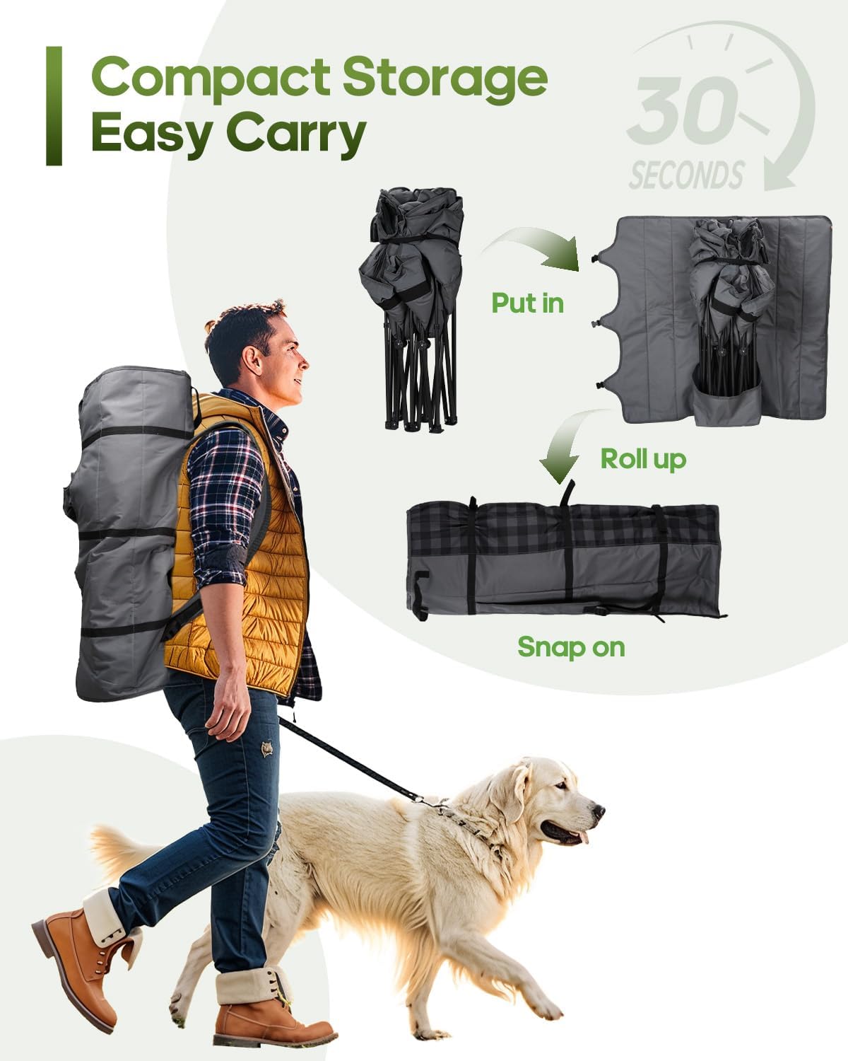 Thumbnail 6 de Gray Double Camping Chair Loveseat Couch with Cup Holders and 2-in-1 Carry Bag
