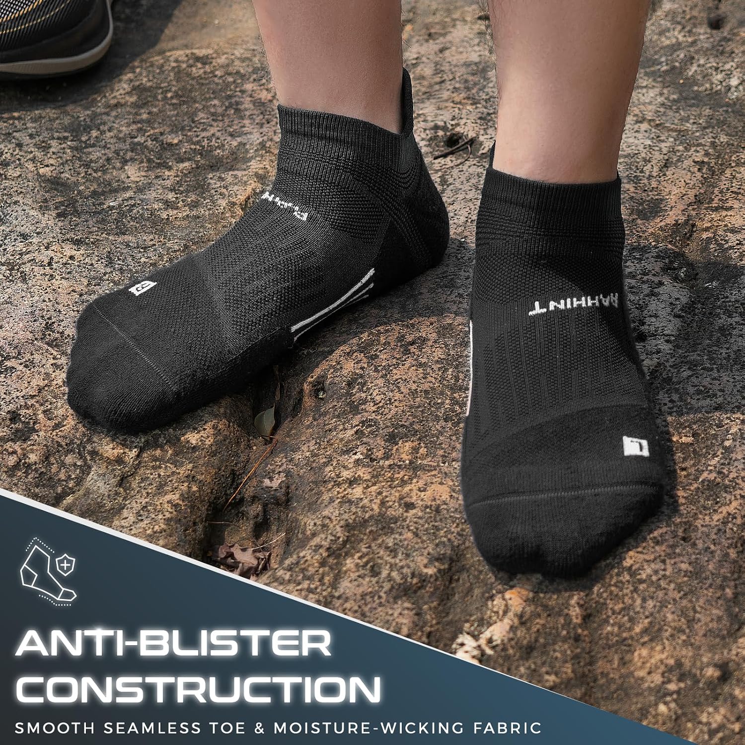 Detalle 2 de Rahnint Pro Coolmax Anti-Blister Cushioned Running Socks with 15–20 mmHg Ankle Compression (3 Pairs)