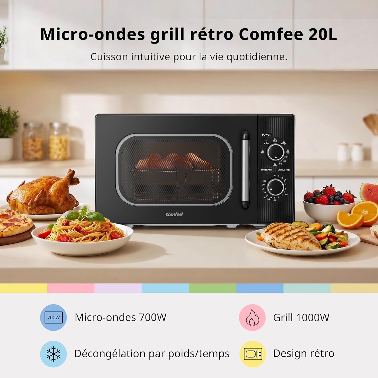 Thumbnail 1 de COMFEE' Forno a Microonde con Grill 20 L, 700 W + 1000 W, Nero MG202NC(BK) — compatto e versatile